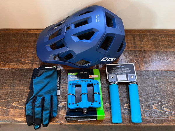 Update your mountain bike kit with a new helmet, gloves, pedals, and grips