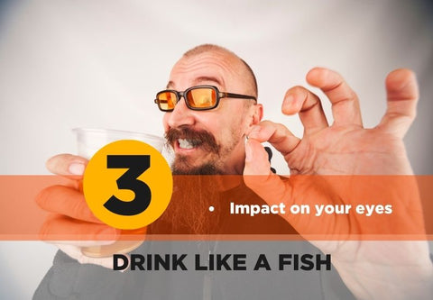 Man drinking with weird yellow glasses