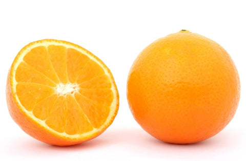 One orange sliced in half