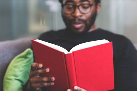 man reading a book