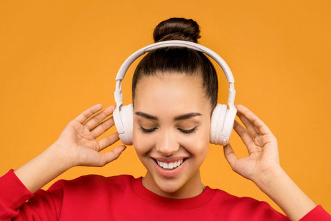 Woman wearing headphones