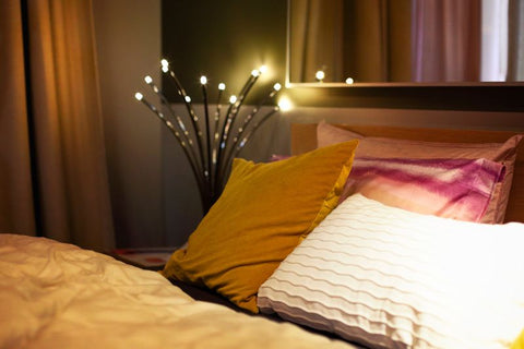 warmly lit bedroom
