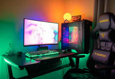 cool gaming room with vibrant rgb colors