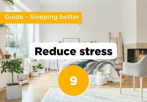 illustration for step 9 (temperature) of better sleep. Bedroom background with title