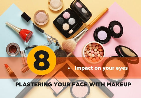 make up material layed out on a colorful background