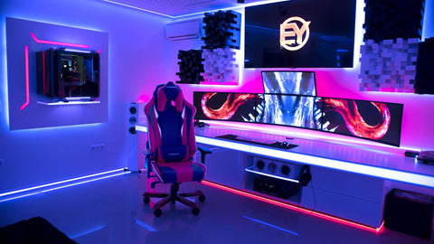 A huge setup for a modern gaming room design