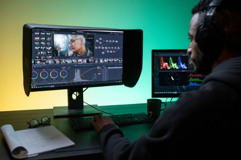 man staring at computer screen