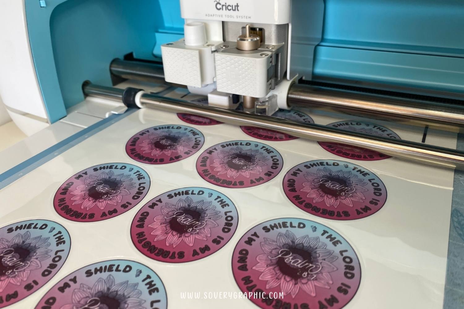Load the sticker sheet into the Cricut Maker and Press Go to cut