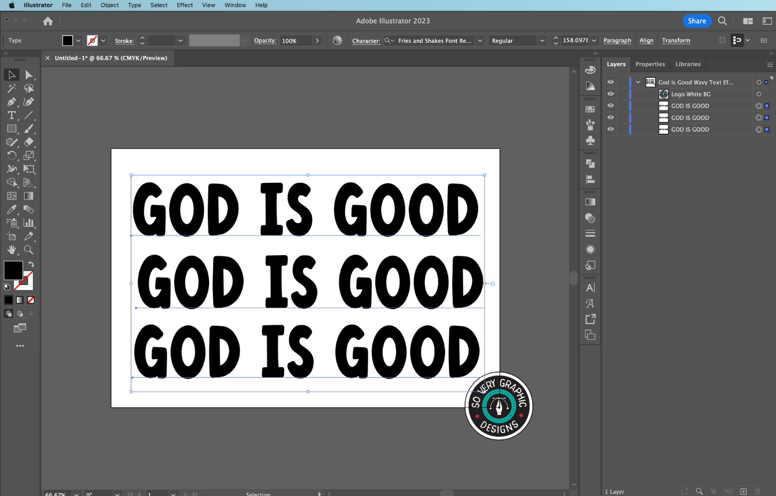 How to Create Wavy Text Retro Effect in Illustrator - So Very Graphic Design Tutorial b