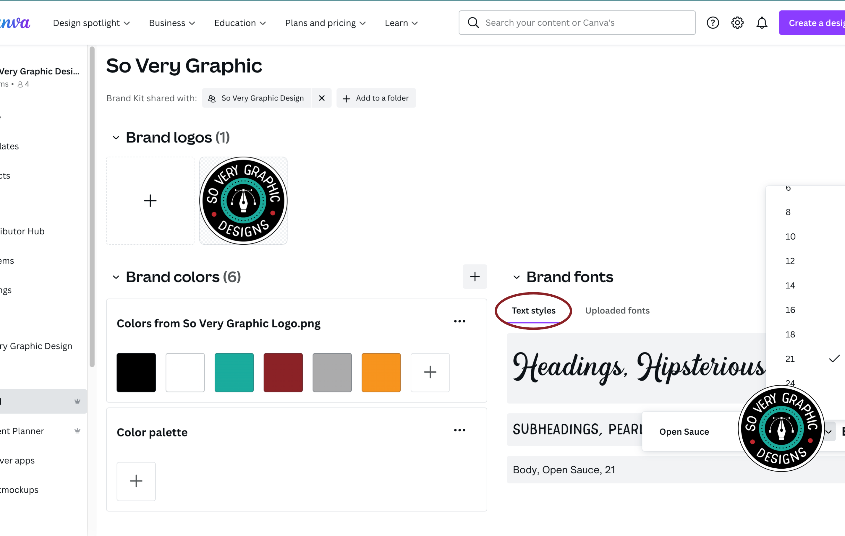 Assign Text Styles in Canva Brand Kit