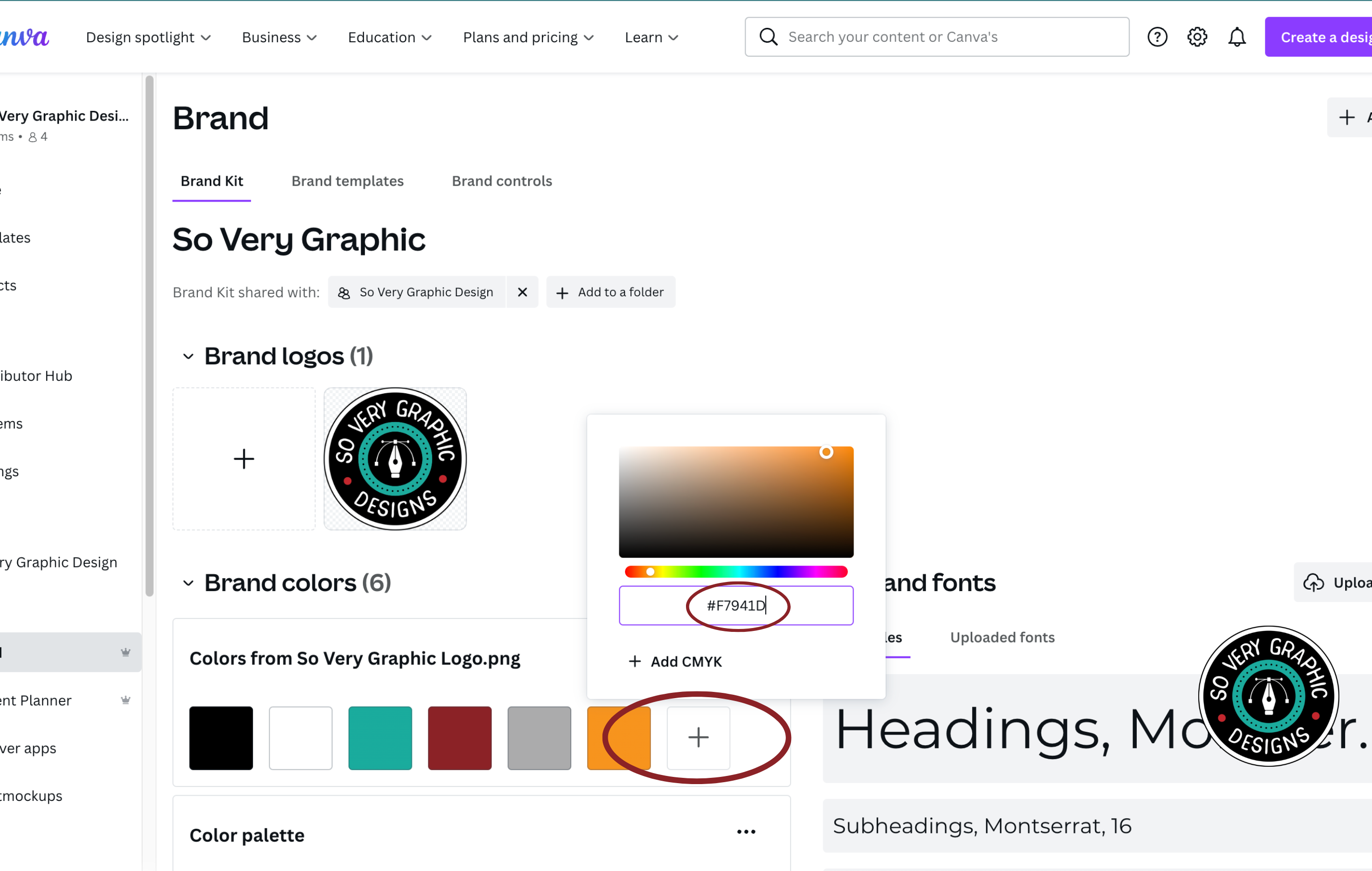 Add additional brand colors to your Canva Brand Kit