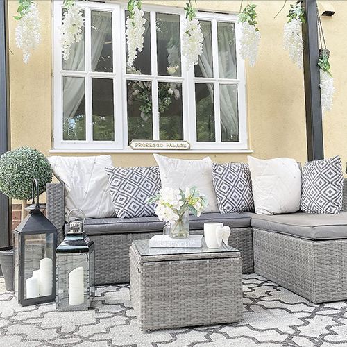 grey outdoor rug with furniture