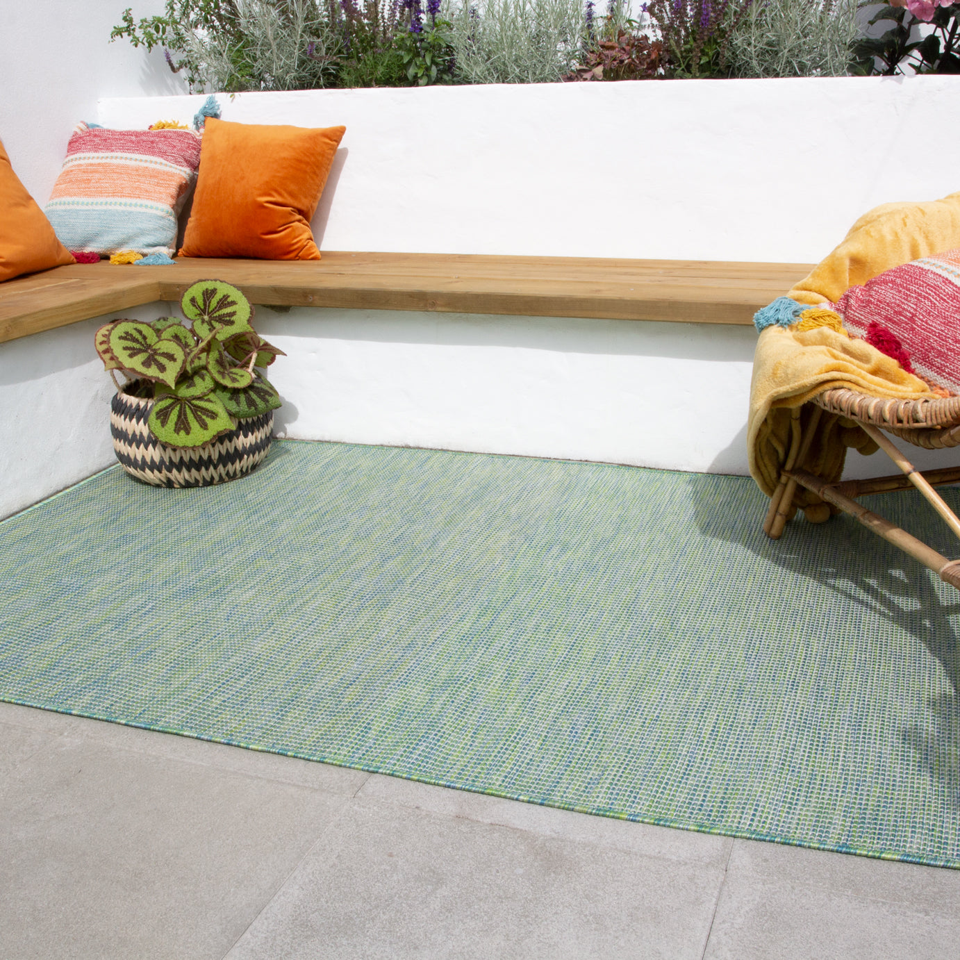 Green Mottled Indoor | Outdoor Rug | Patio | Green | XS