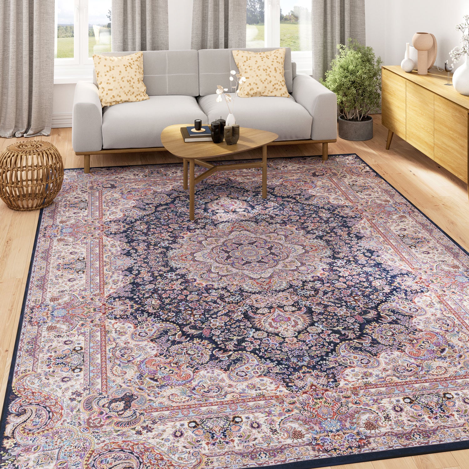 Low Pile Blue Vintage Rug - Darcie - Verona - 50cm x 80cm