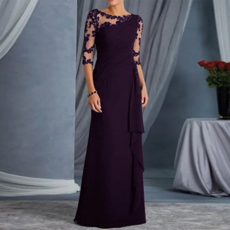 Women's Sexy Lace Embroidered Evening Dress with Ruffle Detail - Image 8