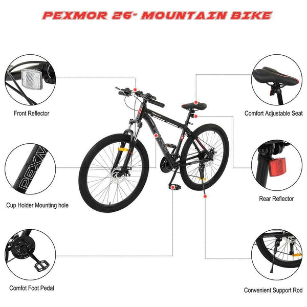 26" 27 Speed Mountain Bike Bicycle Cycling Aluminum Alloy Frame