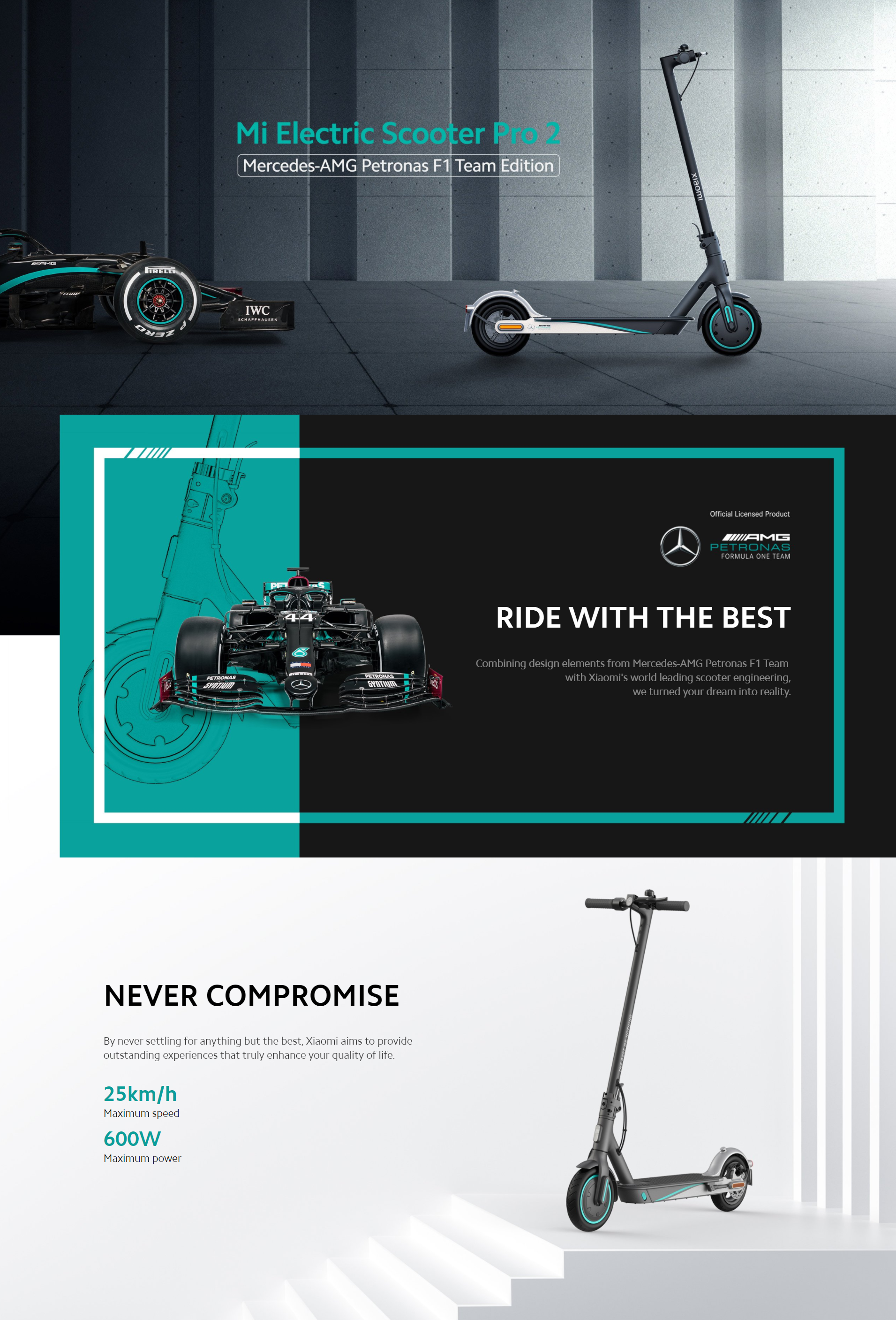 Xiaomi Mi Pro 2 Mercedes-AMG Petronas F1 Electric Scooter European Version