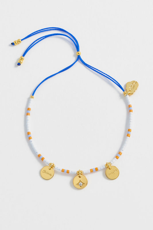 Gold Plated Beaded Evil Eye Charm Bracelet