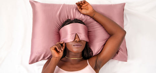 Drowsy Silk Eye Mask And Silk Pillowcase for Better Sleep - Damask Rose Colour