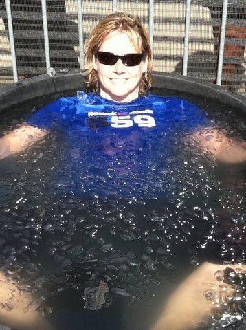 Weightlifter Karyn Marshall in an ice-bath