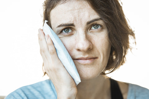 Woman with ice pack