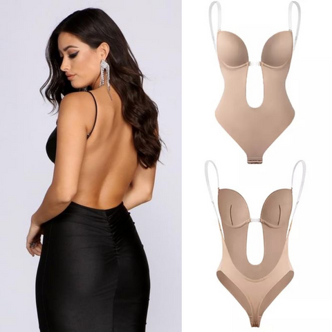 Flaunt Your Low Back Dress with Confidence in Women's Backless Shapewear:  Deep V-Neck Body Shaper Designed Provide Support and Enhance Your Silhouette