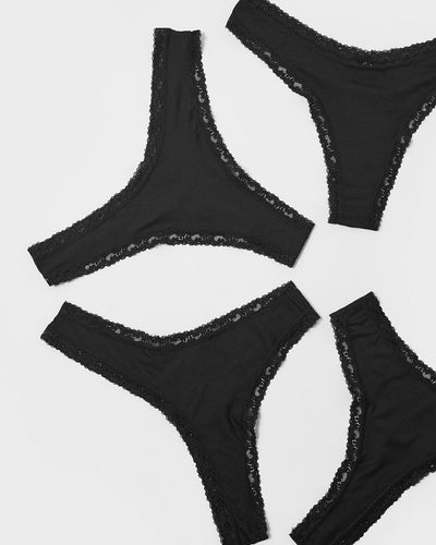Thongs - Noire Set (4 Pack) - Panties on the go – Ohhs Underwear