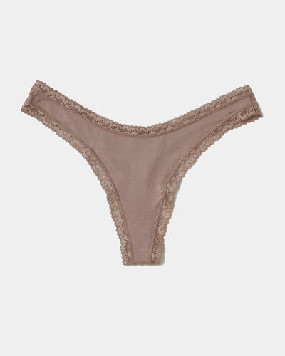 Thong - Cocoa  Sustainable TENCEL™ Lace Underwear – Stripe & Stare USA