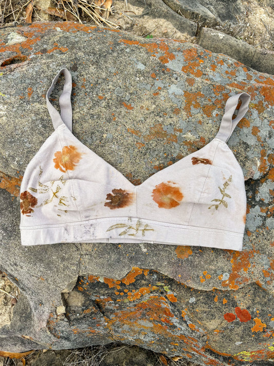 Flower Pressed Organic Cotton Bralette- Peach Garden – Rootedbotanics