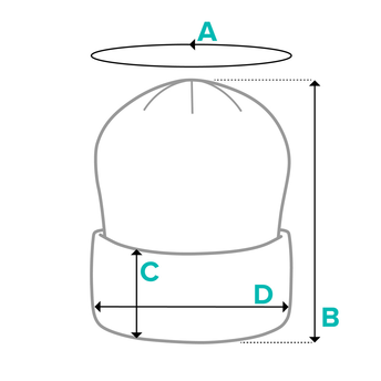 Recycled cuffed beanie size chart