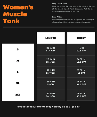 Size Chart - Women's Muscle Tank