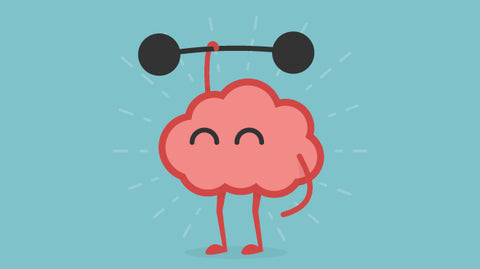 Cartoon of a brain lifting a weight