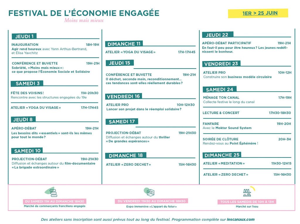 programmation festival de l'économie engagée les canaux