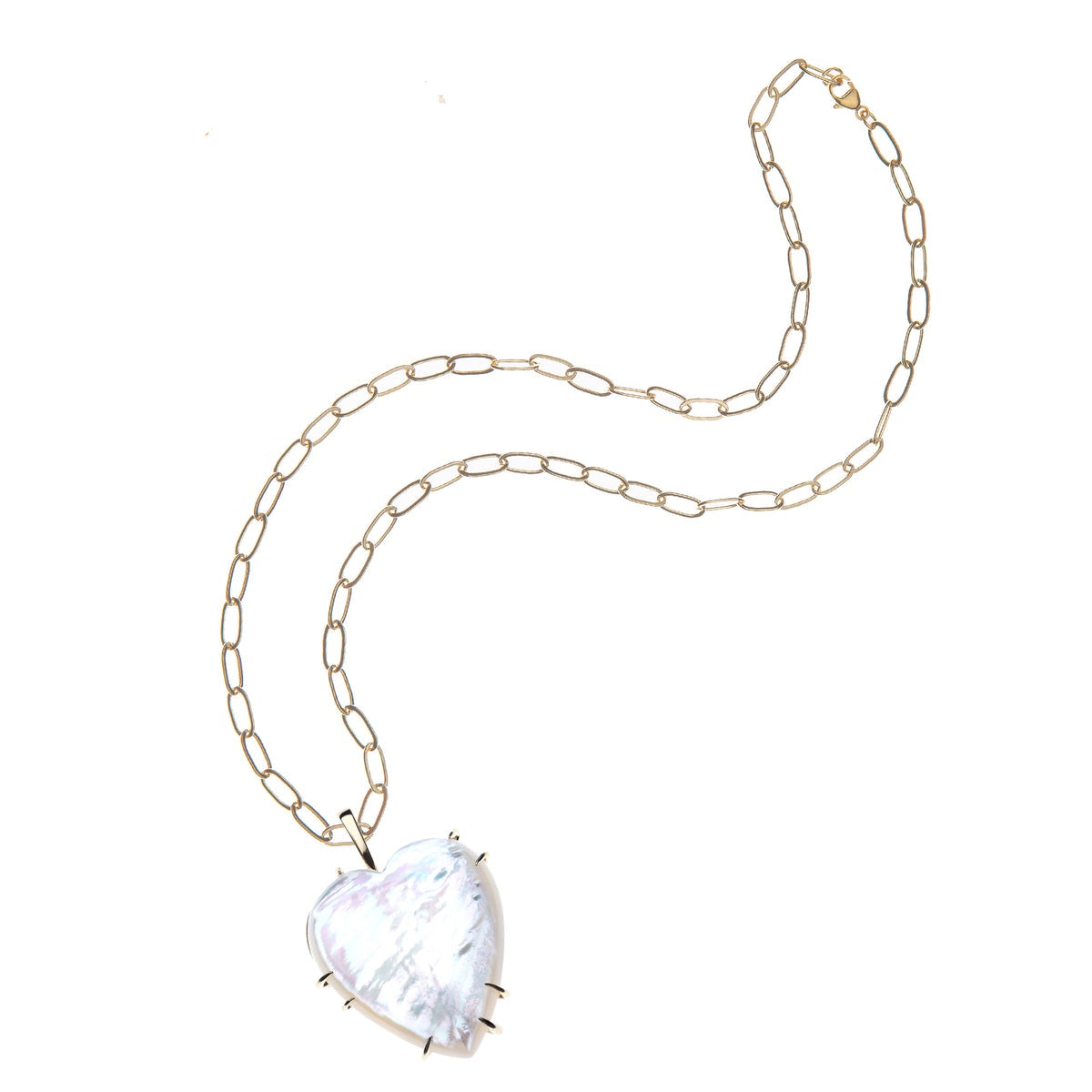 LOVE Carry Your Heart Pendant in Mother of Pearl - 18" Drawn Link
