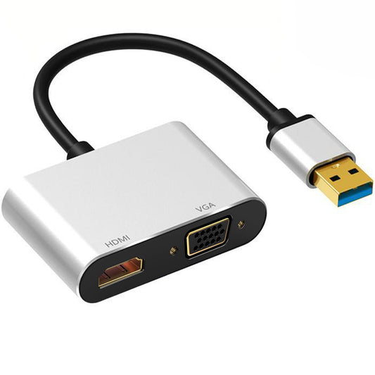 Câble/Adaptateur USB 3.0 Mâle vers VGA Femelle, by LinQ - Blanc