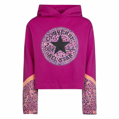 Hooded Sweatshirt for Girls Converse Colorblocked Fuchsia