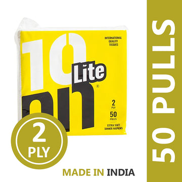 10on Lite Soft Dinner Napkin , 2 Ply, 50 Pull, 40x40 cm, Printed – HIBA