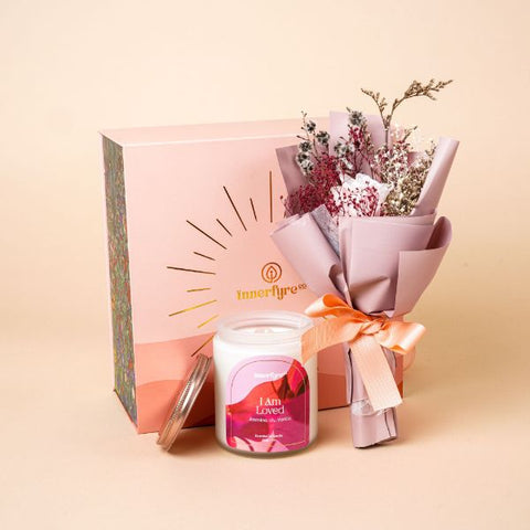 candle and preserved flower valentines bundle