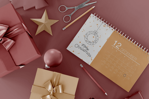 christmas gifts and calendar