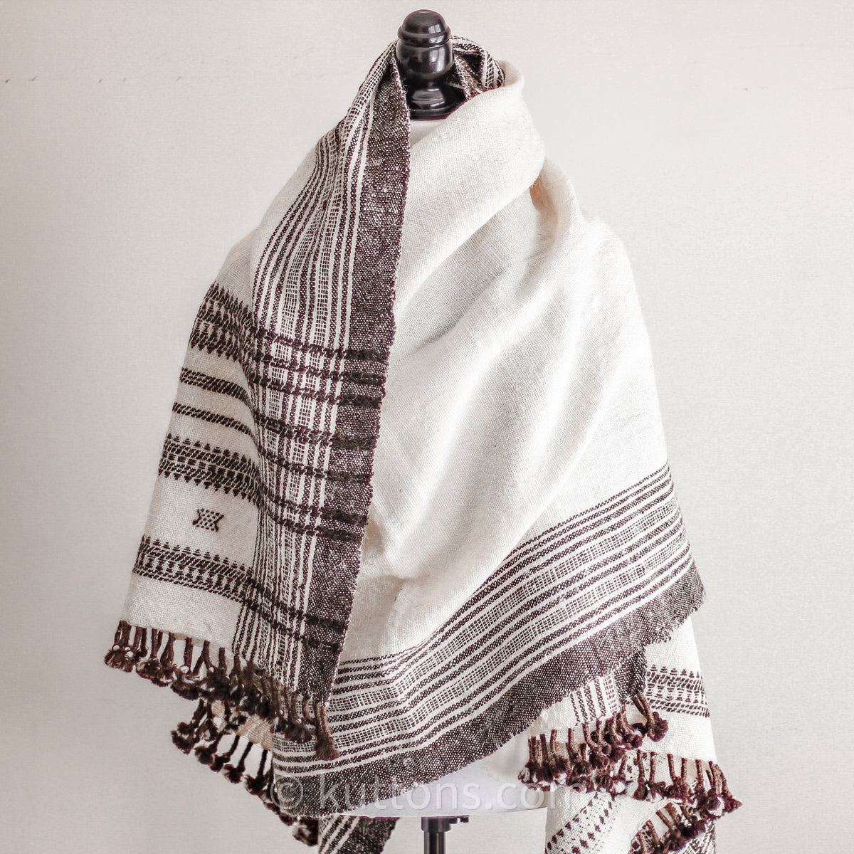 Handloom Wool Shawl Large Wrap Scarf Throw Woolen Blanket Grey