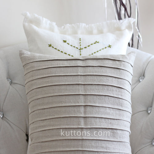 Embroidered Pure Linen Cushion Covers - Handmade Throw Pillows (Pair) –  Kuttons