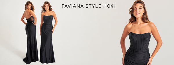 Subtle and Sleek Black Long Dress - Faviana 11041