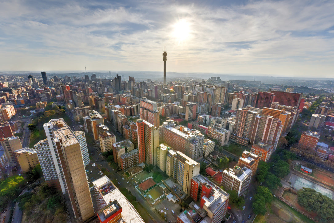 johannesburg city south africa as seen from a drone shot