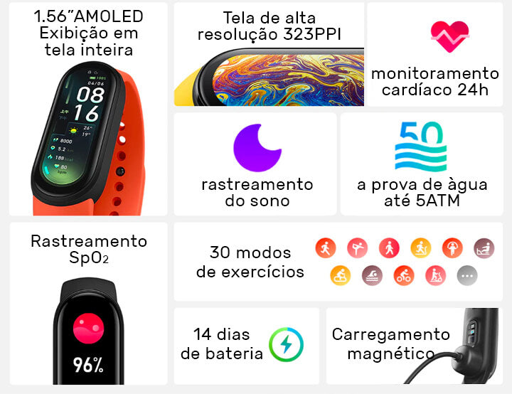 Pulseira Inteligente Mi Band 6 Xiaomi