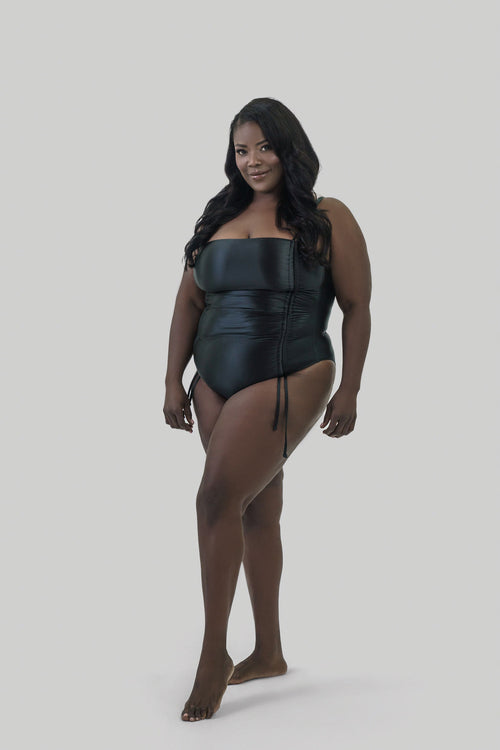 RUCHED WAISTED ONE-PIECE SWIMSUIT