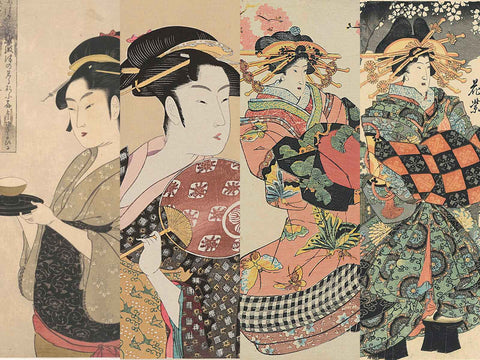 The initial form of ukiyo-e paintings was in the bijin-ga style, which translates to "beautiful person picture."