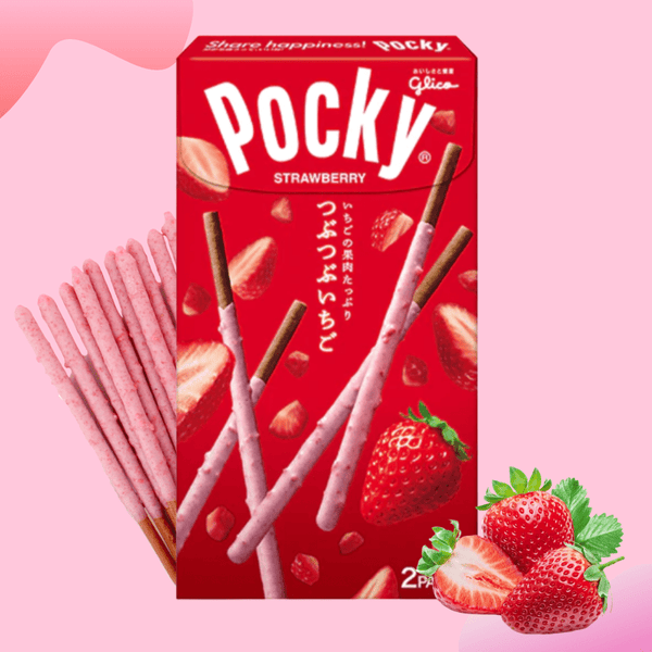 Pocky strawberry cream covered biscuit sticks, 1 ea