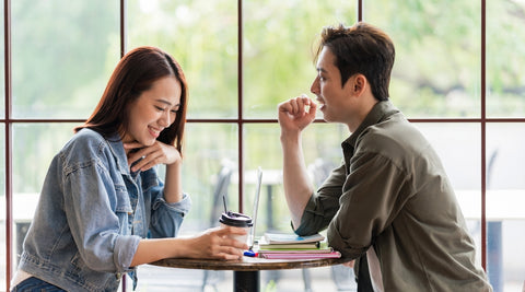 Modern day dating scene in Japan, a date on a cafe, similar to western culture.