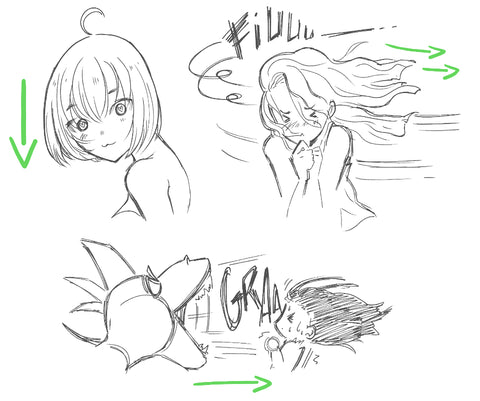 hair movement in manga and anime