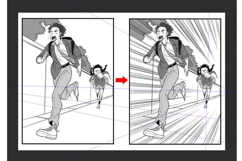 manga drawing demonstrating movement